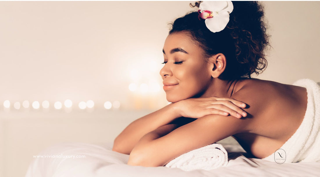 Relaxed and rested woman with candles